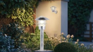 RUVUMA lampa ogrodowa 50cm srebrna klosz z rastrem IP44 1xE27 TRIO 562060186