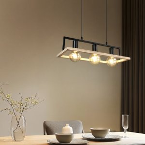 BANO lampa wisząca czarna z drewnem 3xE27 R36693032