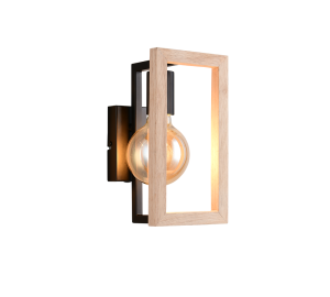 BANO lampa ścienna czarna z drewnem 3xE27 R26691032