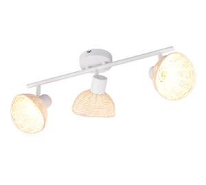 CALVI  lampa ścienna sufitowa boho biała abażury rattanowe 3xE14 regulowany R86783031