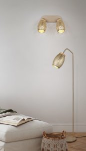 BIDAR lampa stojąca abażur metalowy kawowo-złoty z wyciętym wzorem 1xE14 R41571065