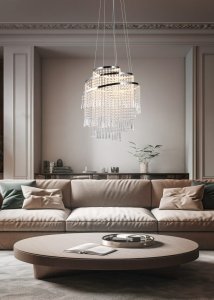 POMP lampa wisząca kaskada fi 38cm imitacja kryształu LED 30W CCT DIM + pilot R37341106