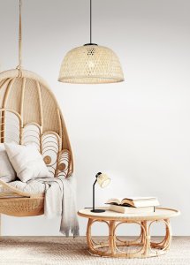 LAURENT lampa wisząca czarna abażur bambusowy 1xE27 R36091032