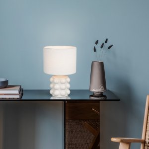 KATE lampa stołowa biała abażur fi 20cm podstawa ceramiczna 1xE14 R56481001