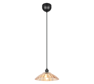 ELUNA lampa wisząca retro czarna klosz szkło bursztynowe 1xE27 R36521032
