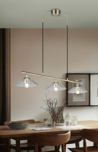ELUNA lampa wisząca retro patynowa klosze szkło przeźroczyste 3xE27 R36523004