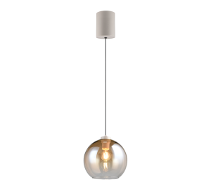 LIORA lampa wisząca ciepły szary klosz bursztynowy 1xE27 R36601013