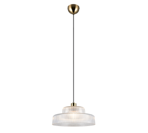 ABELLA lampa wisząca patynowa klosz szkło przeźroczyste ryflowane 1xE27 R36761052