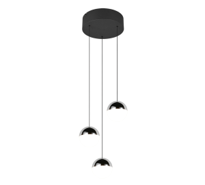 SENTA lampa wisząca czarna kaskada klosze białe z chromem LED 3x5W 4000K R33553306