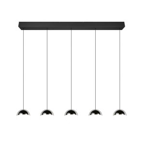 SENTA lampa wisząca czarna klosze białe z chromem LED 5x5W 4000K R33555106
