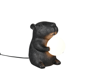CAPI lampa stołowa czarna kapibara trzymająca świecącą białą kulę G9 R56721002