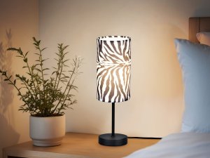 ZEBARA lampa stołowa abażur biało-czarny fi 11cm 1xE14 R56751032