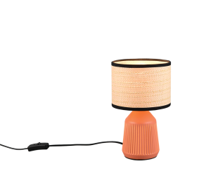 FORMENTERA lampa stołowa ceglasta ceramika abażur fi 16cm papierowy z czarną lamówką 1xE14 R56801939