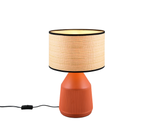 FORMENTERA lampa stołowa ceglasta ceramika abażur fi 28cm papierowy z czarną lamówką 1xE27 R56801039