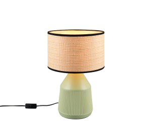 FORMENTERA lampa stołowa zielona ceramika abażur fi 28cm papierowy z czarną lamówką 1xE27 R56801015