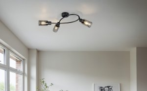 MARS lampa sufitowa czarna klosze szklane cylinder dymiony 3xE14 R80013932