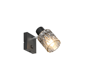 JACK lampa ścienna sufitowa czarna 1xE27 klosz zdobiony dymiony R86421732
