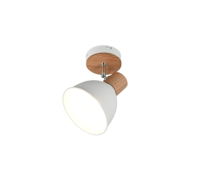 DELUME lampa ścienna sufitowa biała z elementem drewnem regulowana 1xE27 R86671031