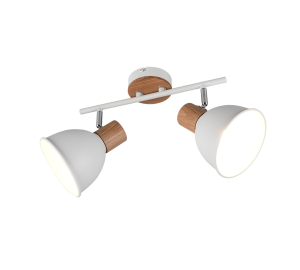 DELUME lampa sufitowa biała z elementem drewnem regulowana 2xE27 R86672031