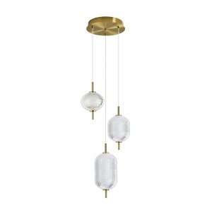 CORADO lampa wisząca złota klosz przezroczysty LED 23W 3000K PND-81438-3-GD