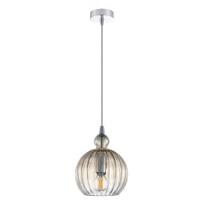 BIRON lampa wisząca klosz szkło koniakowe 1xE14 wykończenie chrom PND-8744-1S-CGSH