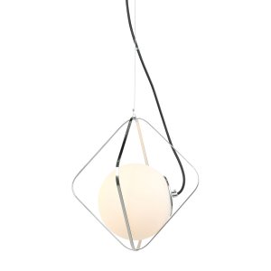 CANTO lampa wisząca chromowana klosz biała kula 1xE27 PEN-5696-1-BKCR