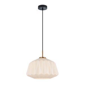 ANTITA lampa wisząca czarno-złota klosz geometryczny szkło białe fi 30cm 1xE27 PND-3644-1-BRO-W