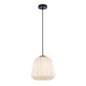 ANTITA lampa wisząca czarno-złota klosz geometryczny szkło białe fi 23cm 1xE27 PND-3645-1-BRO-W