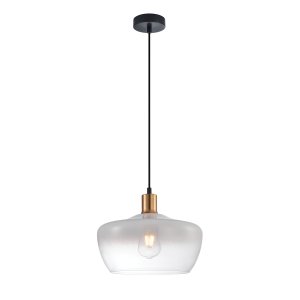 PAROLA lampa wisząca czarno-złota klosz szkło białe fi 30cm 1xE27 PND-3636-1-BRO-W