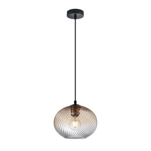 ALIAS lampa wisząca czarna klosz szkło amber cieniowane fi 22cm 1xE27 PND-3665-1-BRO-AMB