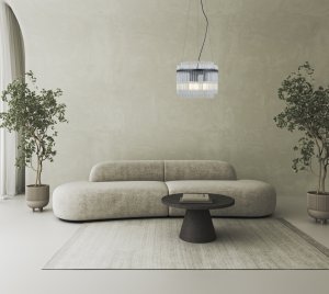 BONTE lampa wisząca czarna klosz fi 32cm szklane rurki 3xE14 PND-40929-3A-BK
