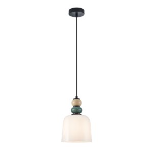 BONATA lampa wisząca czarna klosz biały gładki fi 16cm kolorowa ceramika 1xE27 PND-36573-1C-BK-WH