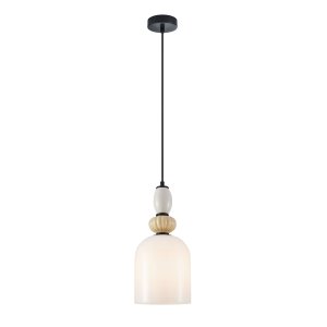 BONATA lampa wisząca czarna klosz biały gładki fi 15cm kolorowa ceramika 1xE27 PND-36573-1B-BK-WH