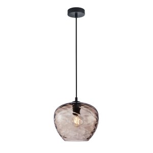 BRESCO lampa wisząca czarna klosz szkło brązowe 1xE27 PND-3033-1-BK-CF