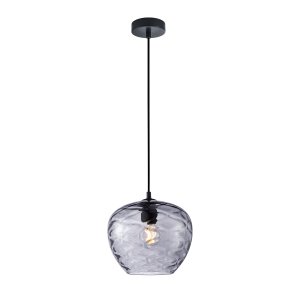 BRESCO lampa wisząca czarna klosz szkło dymione 1xE27 PND-3033-1-BK-SG