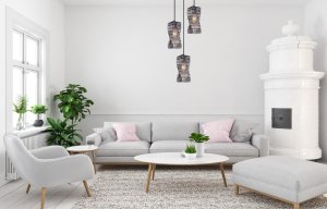 ALTERA lampa wisząca czarna kaskada klosze asymetryczne szkło dymione 3xE27 PND-3219-3A-BK-SG