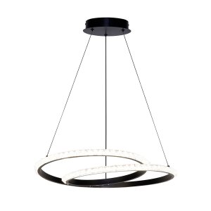 ZALTO lampa wisząca czarna fi 50cm klosz imitacja kryształu LED 32W CCT ITALUX PND-12436-BK
