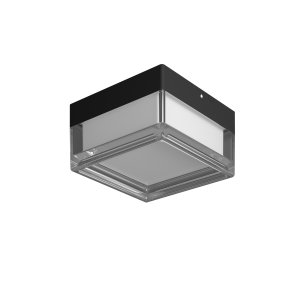 NEFIS lampa ścienna sufitowa kwadratowa czarna IP65 klosz akryl LED 9W CCT PLF-53628-BK