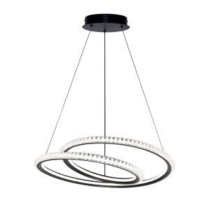 KORTIA lampa wisząca czarna pętla LED 35W CCT klosz imitacja kryształu PND-64873-BK