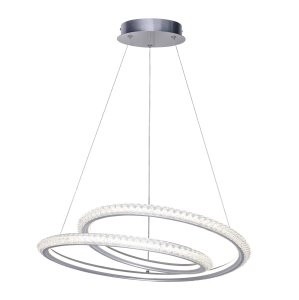 KORTIA lampa wisząca srebrna pętla LED 35W CCT klosz imitacja kryształu PND-64873-SILV