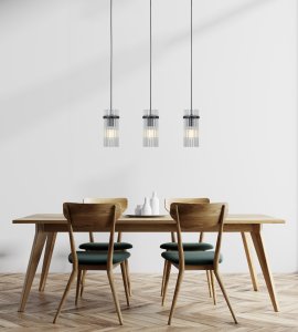 MERTO lampa wisząca potrójna czarny mat 3xE14 klosz szklane rurki PND-40930-3B-BK