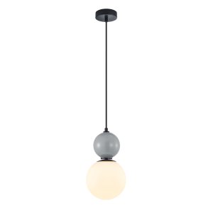 MASTAL lampa wisząca czarna szara ceramika klosz 18cm biała kula 1xE27 PND-36603-1M-BK-GR