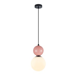MASTAL lampa wisząca czarna różowa ceramika klosz 18cm biała kula 1xE27 PND-36603-1M-BK-PK