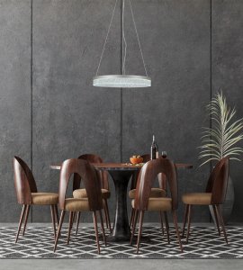 PANTAL lampa wisząca srebrny ring z ozdobnym kloszem akrylowym LED 22W CCT PND-34533-M-SILV