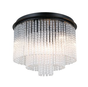 NAUTE elegancki czarny plafon kaskadowy ze szklanymi zawieszkami 7xE14 fi 38cm PLF-40931-7A-BK