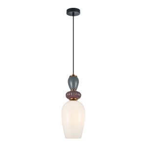 MARTELO lampa wisząca ceramiczna  z białym kloszem niebieska fioletowa 1xE27 PND-36545-1A-GD-WH