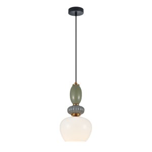 MARTELO lampa wisząca ceramiczna  z białym kloszem niebieska zielona 1xE27 PND-36545-1B-GD-WH