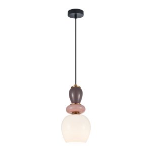 MARTELO lampa wisząca ceramiczna  z białym kloszem fioletowa różowa 1xE27 PND-36545-1C-GD-WH