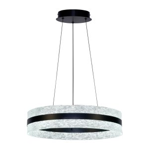 NELIA lampa wisząca czarny ring ze szklanym kloszem LED 35W CCT PND-45283-BK