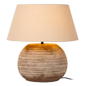DENISE lampa stołowa ceramiczna w odcieniach brązu z białym abażurem 1xE27 LUCIDE 47511/81/43